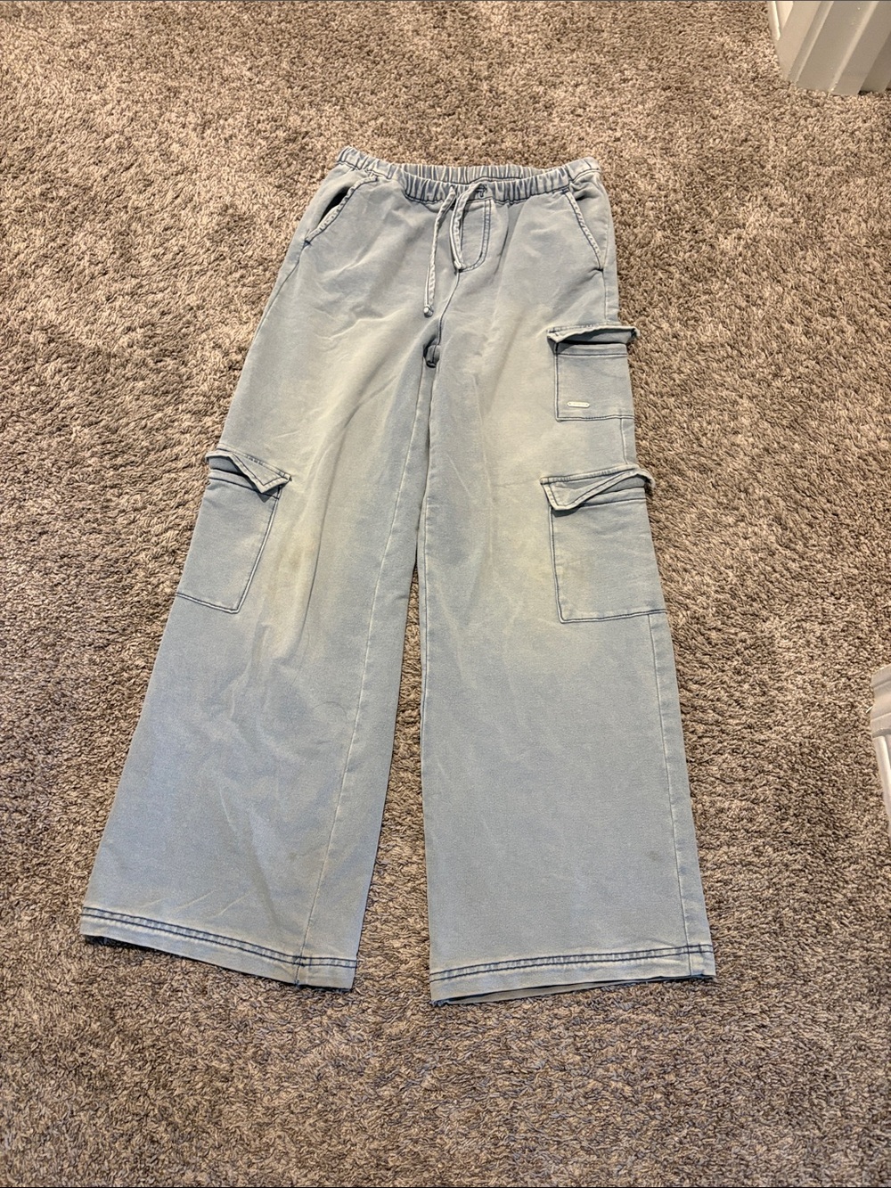 Limited Too Faded Light Blue Wide-Leg Cargo Jeans